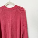 Michael Stars [] Pink Wool Blend Open Knit Cozy V-Neck Cardigan Sweater Sz Large Photo 4