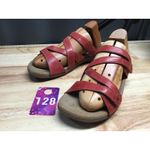 Taos Slide Sandals Women's 9 Red Leather Hook & Loop Strappy Open Toe Comfort Photo 3