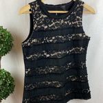 J.Crew  Black Sleeveless Tweed Lace Fringe Tank Top 8 Photo 0