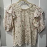 Love Shack Fancy Cream and Pink Embroidered Blouse Photo 0