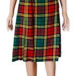 FLORENCE WALSH Vintage Plaid Pleated Wool Kilt Size 14 Red Photo 1