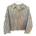 Kule The Keaton Crop Button Down Shirt white & sky blue size small Photo 3