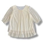 Belle Habiller Women’s Ivory Chiffon Blouse Layered‎ Hem Sheer Sleeve Top M/L Size M Photo 0