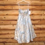 Mac Duggal  20726 Blue Strapless Brocade Midi Dress with Pockets Photo 7