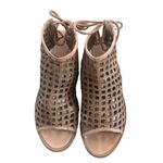 Musse & Cloud  Aimy Dress Caged Peep Toe Woven Sandal Sz. 41/10-10.5 Tan Lace Up Photo 4