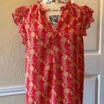 Rachel Roy Rachel Flutter Sleeve Split Neck Blouse Pink Size XS EUC Photo 0