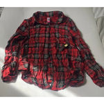 No Boundaries NoBo Womens sz Medium Red Black Plaid casual button down long sleeve shirt Photo 1