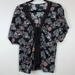 Daytrip Top Women Small Multi Paisley Crochet Lace Trim Kimono Boho Festival Y2K Photo 0