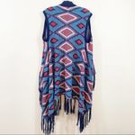 Umgee Multicolor Diamond Knit Open Long Body Vest Photo 6