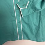 Bob Mackie Top Womens Size Large Button Up Collared Embroidered Light Blue Green Photo 3