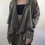 Silence + Noise Tencel Army Green Draped Jacket Photo 0
