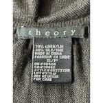 Theory Brown Linen Silk Top Elastic Peplum Waist Keyhole Tie Front Size Small Photo 7