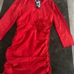 Wild Fable Women's Holiday Long Sleeve Rosette Mini Dress - Future Collective Red Photo 5