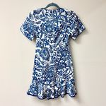 Alexis  Berenna Short Sleeve Ruffle Mini Wrap Dress Tropical Blue Women's Size XS Photo 2