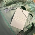 Mac Duggal Green Puff Sleeve V Neck Floral Embellished Dress 68266 size 4 Midi Photo 13