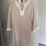 NWT Livro New Mini Kaftan Tan Linen Dress White V Neck Size XS Photo 0
