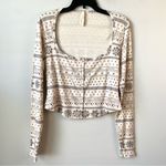 SKIMS  Logo‎ Plush Pointelle Pajama Top Fair Isle Cream 2X Photo 2