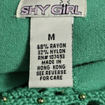 Shy Girl Y2K Mediterranean Green Medium Cutout Beaded Sweater Retro Romantic Photo 6