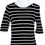 Banana Republic  Dress Navy White Stripe Boat Neck Ponte Knit Shift Women Size 2 Photo 6