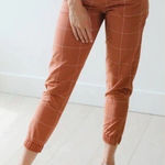 ALBION FIT Jetsetter Jogger Pants Ankle Zip Rust Windowpane Athletic Outdoor Photo 0