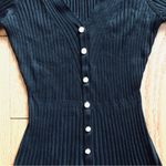 Taylor Ribbed Button Down Fit and Flare Long Sleeves Sweater Dress C Black SZ M Size M Photo 4