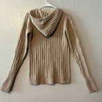 Hollister Y2K beige cable knit hooded deep v-neck rabbit hair sweater large Photo 10