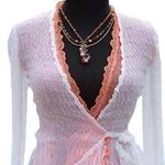 Cache Peek A Boo Sheer 2 pc Crinkle Wrap Self Belt Side Tie Top New $168 NWT Photo 0