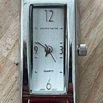 Jaclyn Smith Ladies Watch Stainless Rectangular Case Stainless Dial Red Leather Photo 0