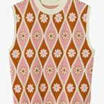 Mango - Retro Pink and Brown Sleeveless jumper - Size Small Photo 1