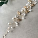 Bridal hair accessories, gold with pearls, flowers and leaves, jewelry, hairband Photo 8