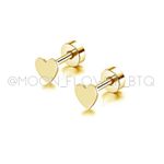 Tiny Gold Heart Flat Back Earrings – 18K Gold Plated Stainless Steel Photo 5