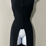 Drew Anthropologie Black Sleeveless Button Front High Slit Top Tunic Size S Photo 0