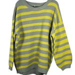 Free People Links Oversized Chunky Knit Sweater Grey Yellow Stripe Size Medium Photo 4