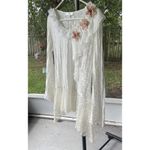 Zba Sz M Y2K white sweater bell sleeve soft girl ballet flower applique pastel Size M Photo 8