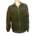Oleg Cassini Vintage  100% Silk Jacket Size Small Military Green Photo 1