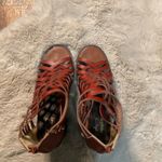 Free People Farylrobin Sandal Woven Brown Leather Size 10 Heeled Open Toe Photo 9