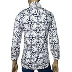 Monelle Women’s Size XS White Navy Blue Anchor Print Nautical Henley Shirt Top Photo 2