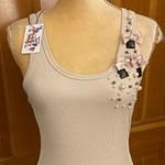 New, Lavishly Paris Women’s Jeweled Halter Tank Top. Size Medium Tan Photo 1