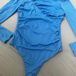 HYZ Women's Trendy Sexy Off The Shoulder Long Sleeve Ruched. Blue Size L Photo 2