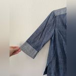 Trina Turk Linen Groove Split Neck With Half Sleeves in Blue Women’s Size XS Photo 3