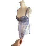 Victoria's Secret Victoria’s Secret Lace Lingerie Babydoll Top Padded Open Back Sheer Lilac 36C Photo 3