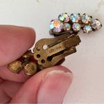 Vintage Aurora Borealis Crystal Clip On Earrings Womens Estate Marked Austria Silver Photo 2