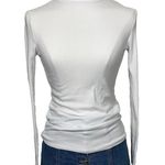 Planet Gold  Women’s White Ribbed Long Sleeve Mock Neck Top Size S Stretchy Photo 0