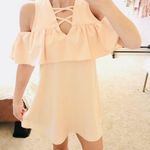 Boutique Lace up cold shoulder ruffle dress Photo 0