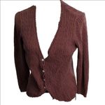 Oscar de la Renta  Brown Cable Knit Cardigan Size Medium Photo 0