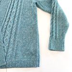 L.L.Bean Teal Double L Mixed Cable Open Front Cardigan Sweater Size XL PETITE Photo 2