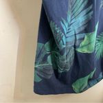 Old Navy  Maternity Dress size M Tropical Leaf Print Blue Green Ruched Scoop Neck Photo 5