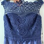 La Femme 26331 Lace & Twill Mermaid Gown Navy 6 Photo 4