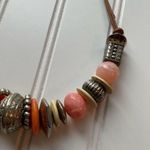 Beaded Necklace Chunky BOHO Leather Cord Orange Pink Gold Bougie Fashion Jewelry Photo 9