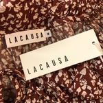 Lacausa  Playa Mini Dress Babydoll Cotton Romantic Puff Sleeve Mushroom Brown M Photo 5